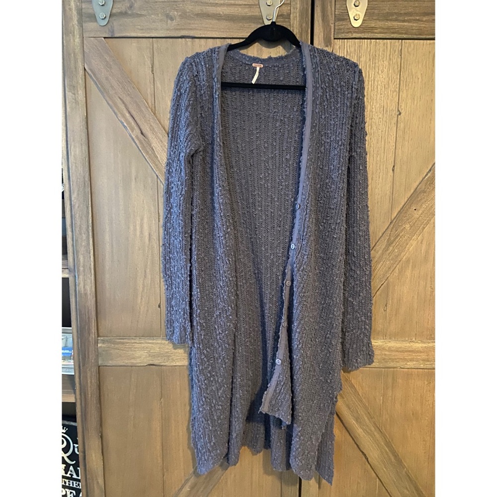 Free People purple woven cardigan
